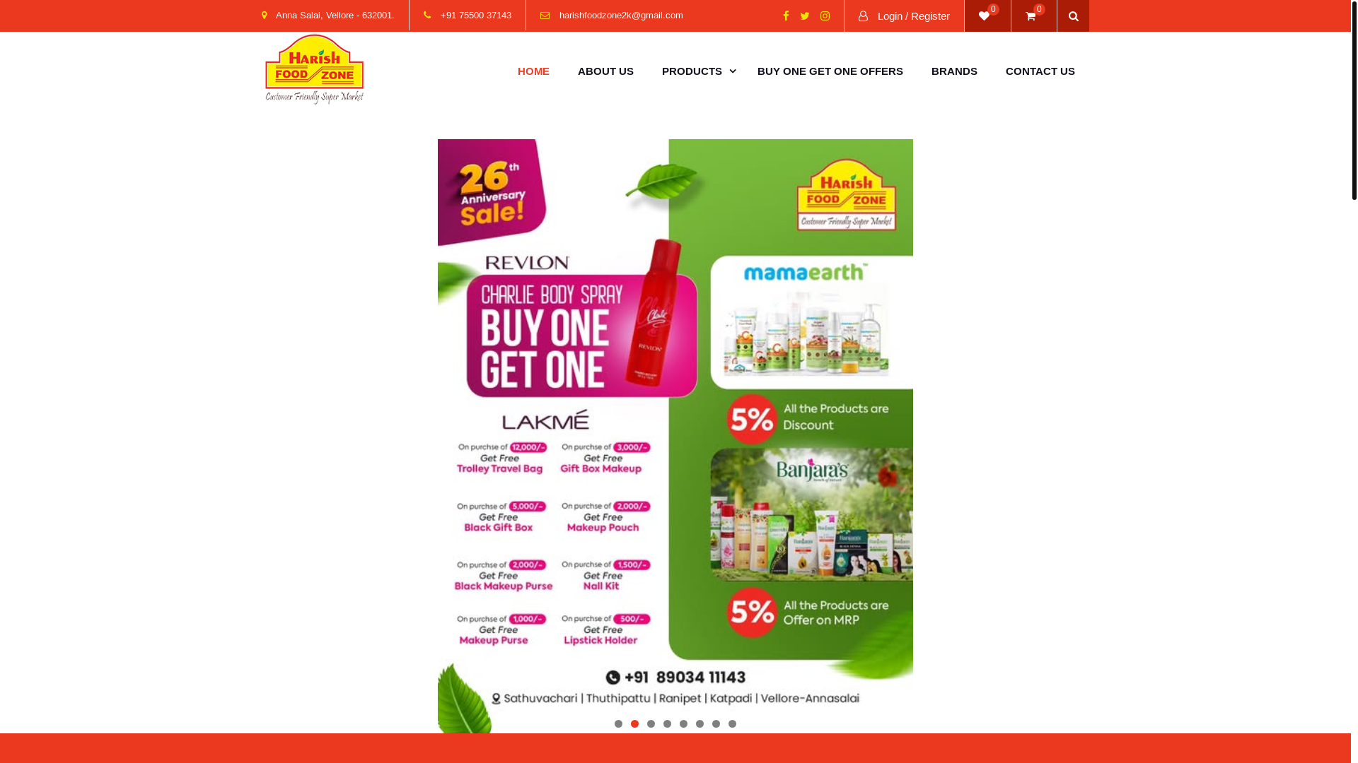 website screenshot of https://www.harishfoodzone.com/