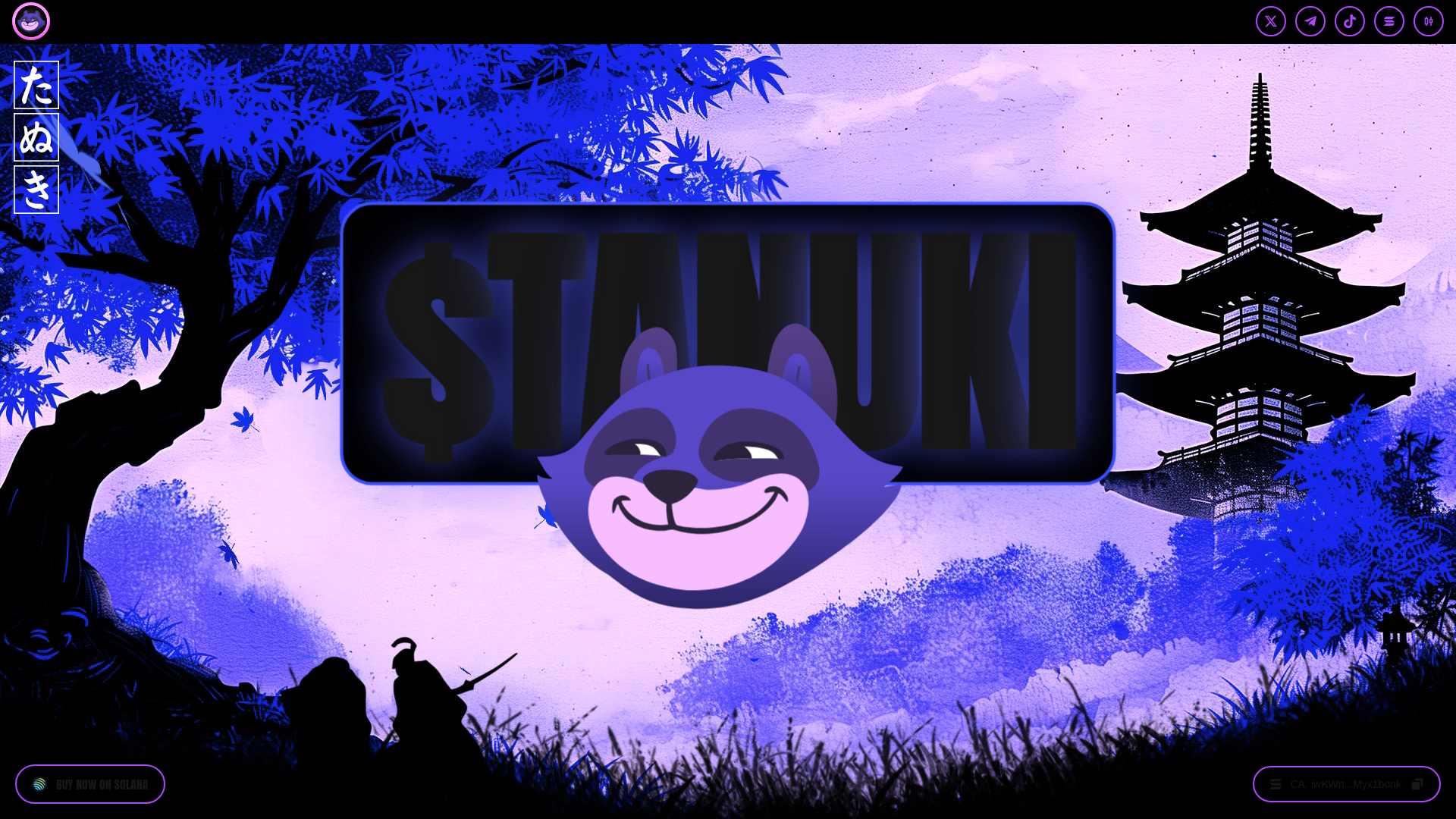 website screenshot of https://tanukionsol.xyz/