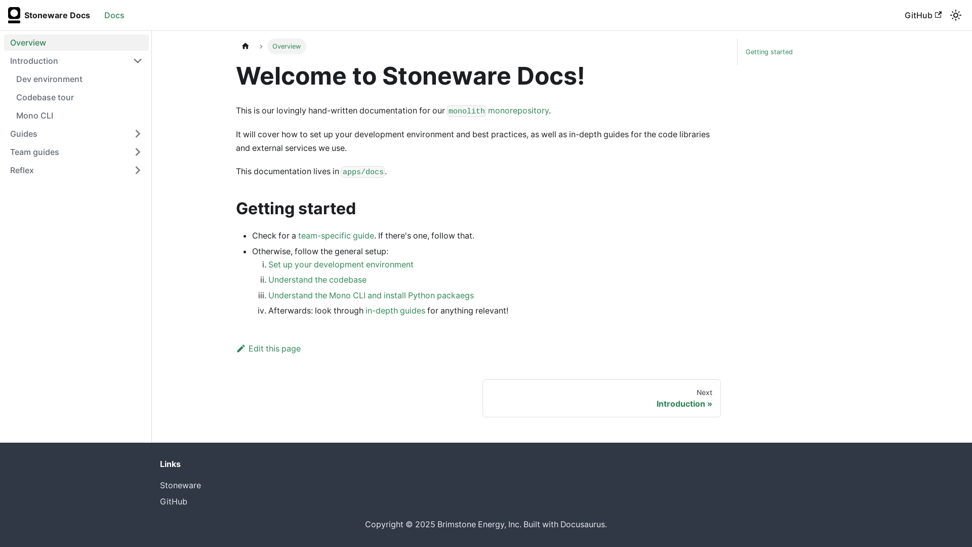 website screenshot of https://stoneware-docs.pages.dev/
