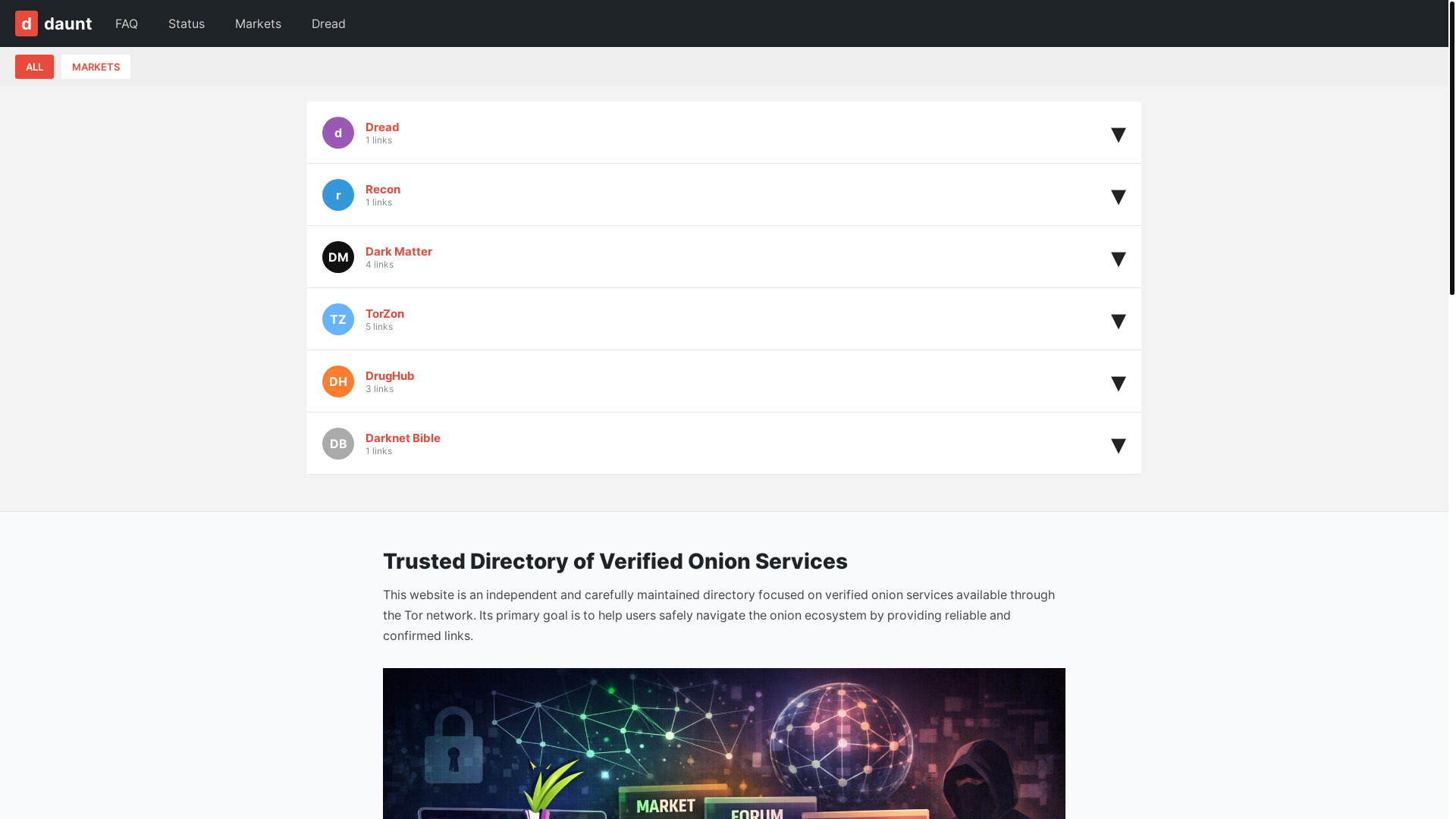 website screenshot of https://daunt-link.net/