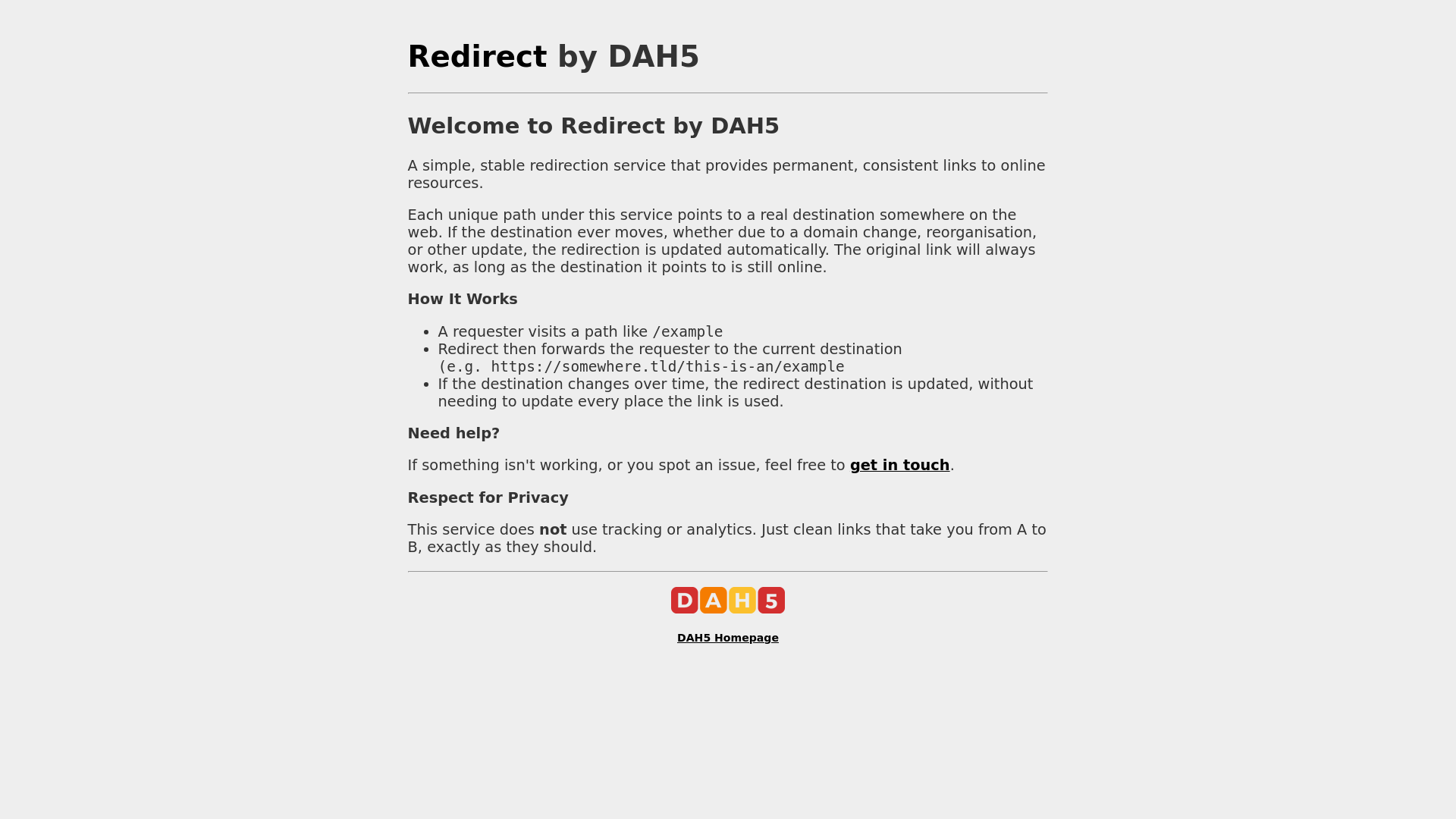 website screenshot of https://dah5-redirect.pages.dev/