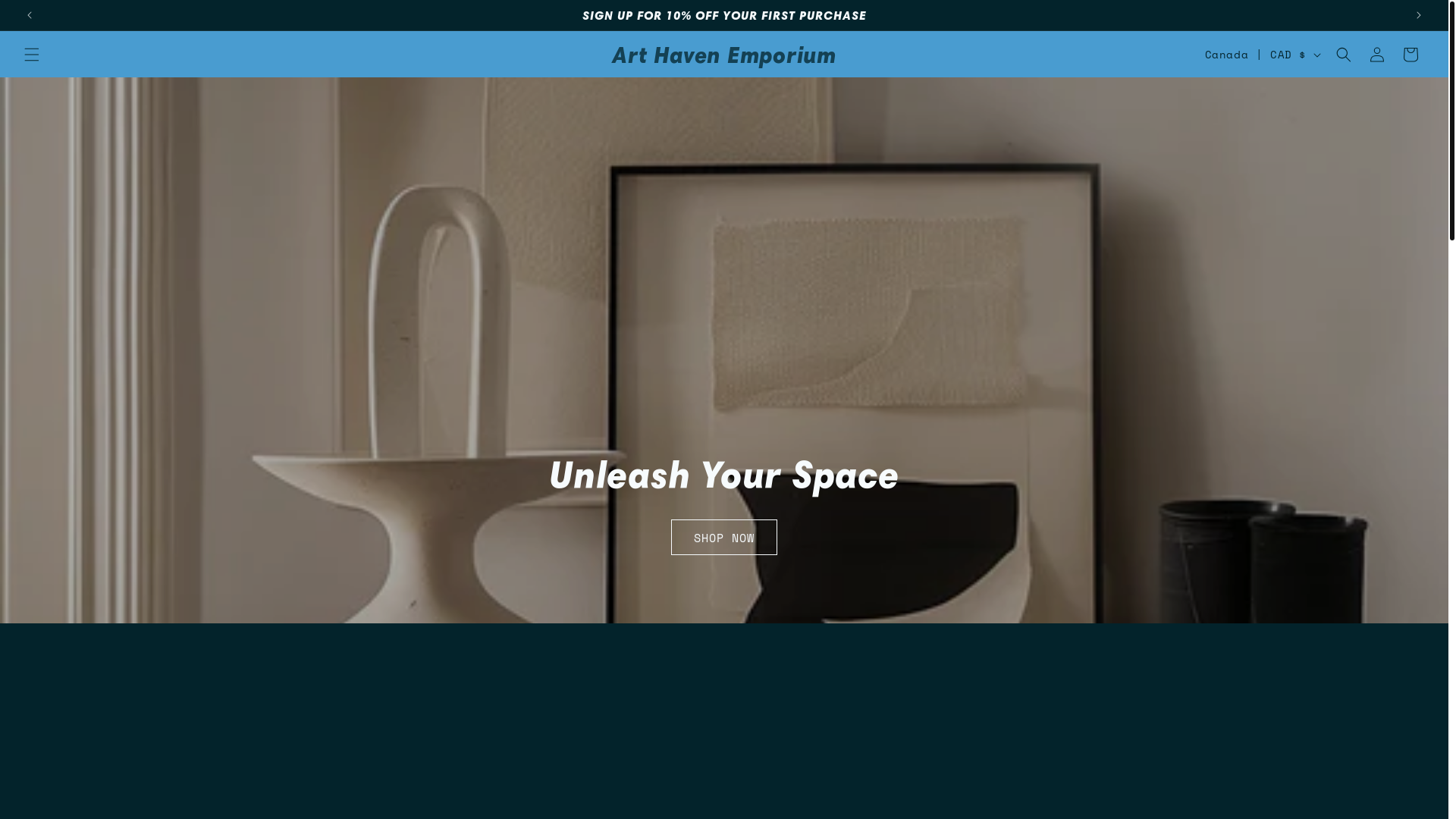 website screenshot of https://arthavenemporium.com/