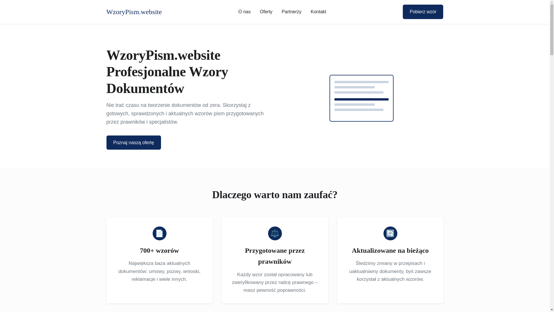 website screenshot of https://wzorypism.website/