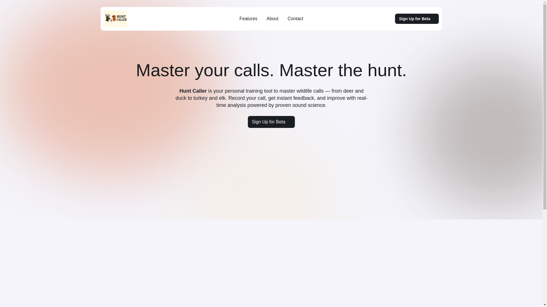 website screenshot of https://huntcaller.com/