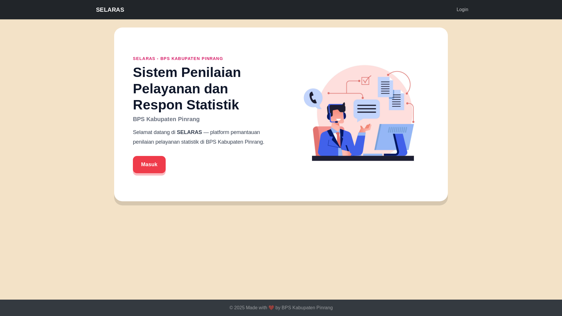website screenshot of https://selaras7315.my.id/