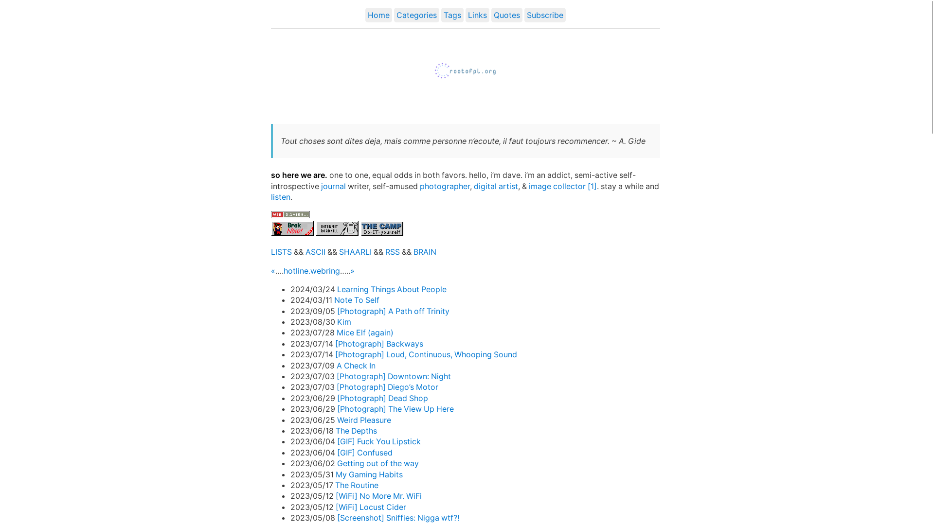 website screenshot of https://rootofpi.org
