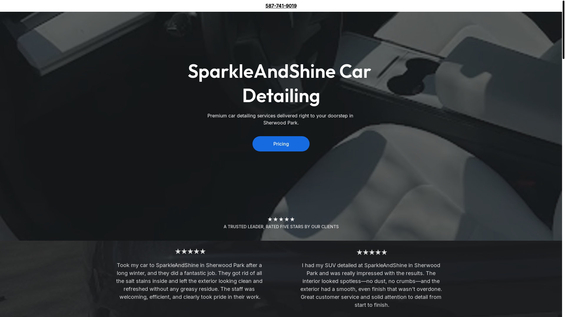 website screenshot of https://sparkleandshinecardetailing.shop/