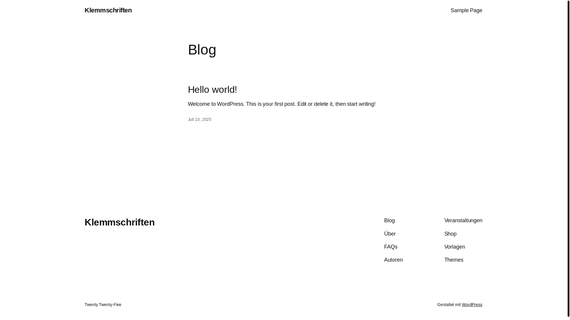 website screenshot of https://klemmschriften.de/
