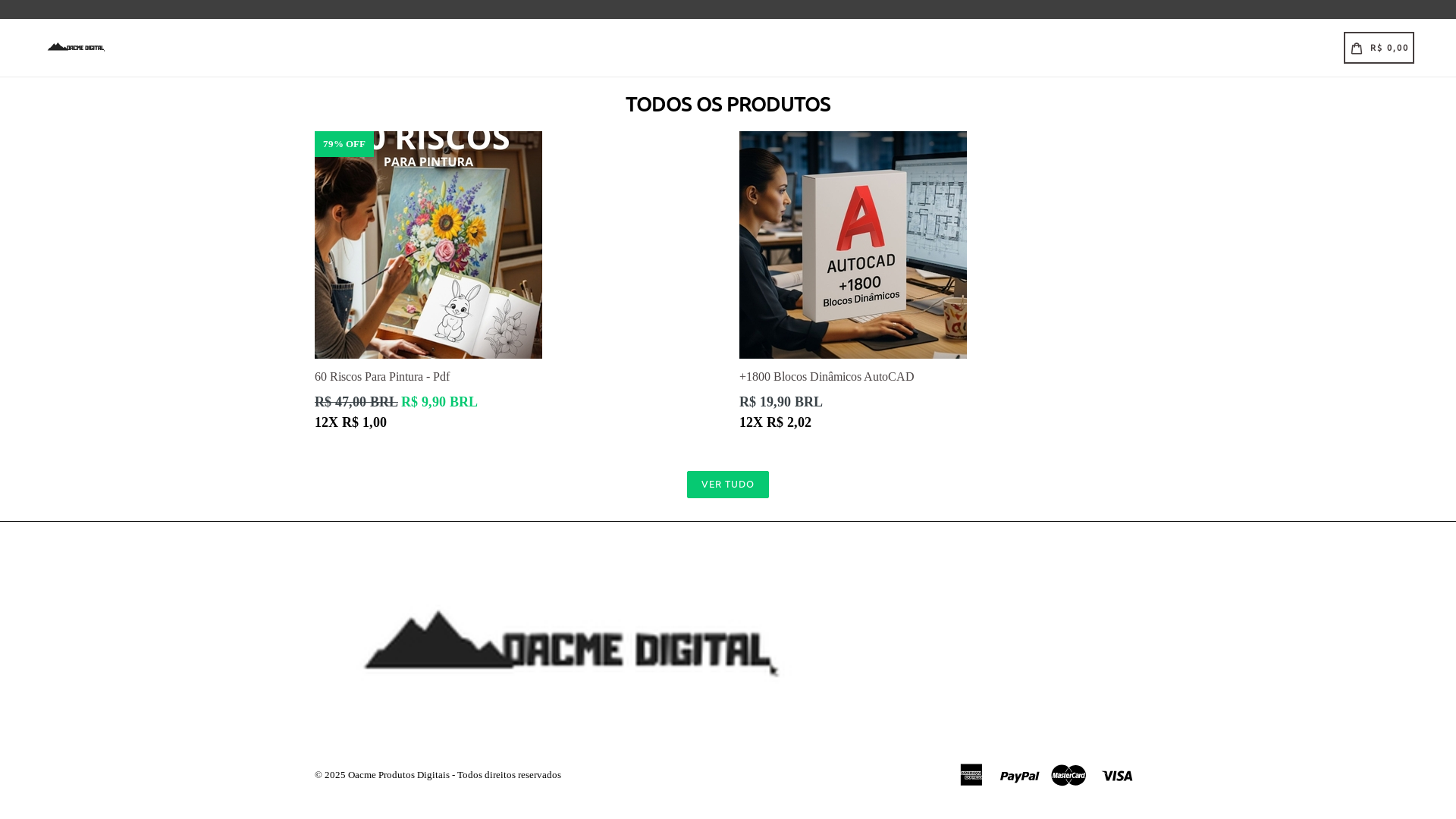 website screenshot of https://oacmedigital.shop/