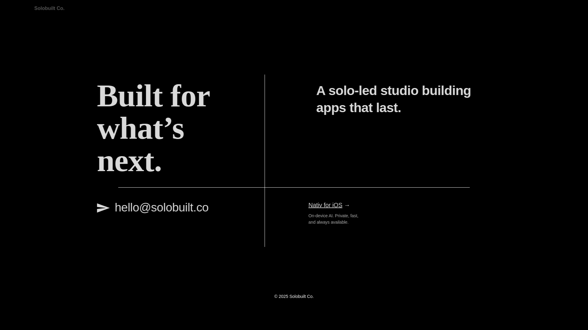 website screenshot of https://solobuilt.co/