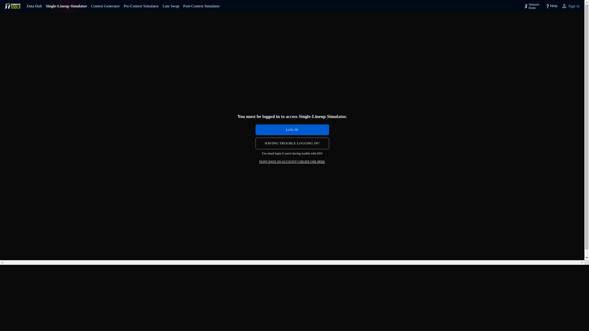 website screenshot of https://tools.stokastic.com/lineupbuilder/NBA