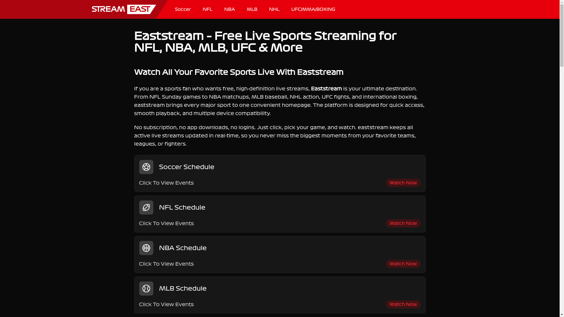 website screenshot of https://eaststream.today/