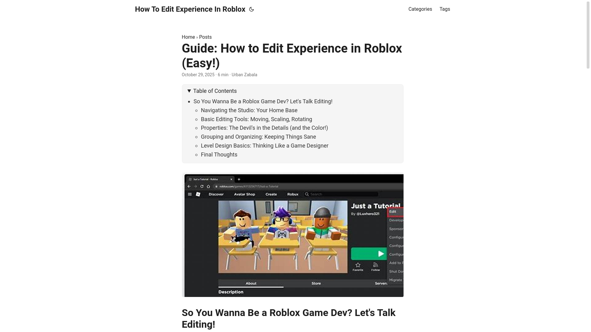website screenshot of https://how-to-edit-experience-in-roblox.pages.dev/