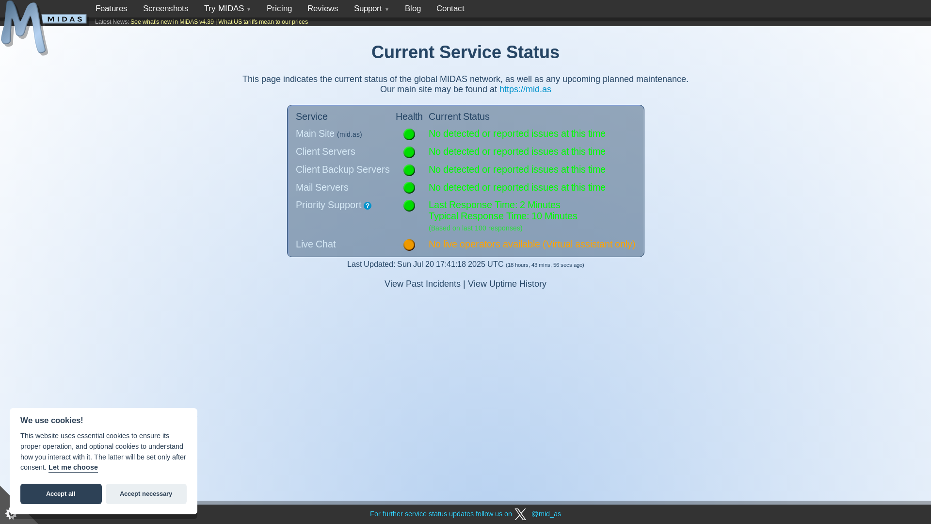 website screenshot of https://midas.network/