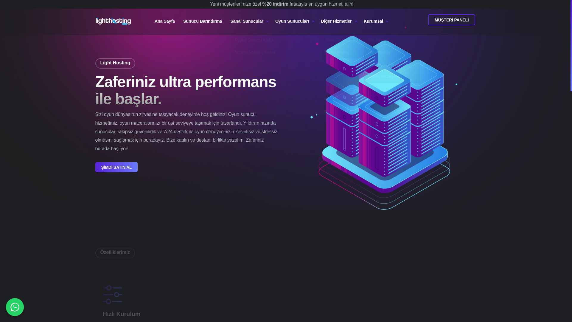 website screenshot of https://lighthosting.com.tr