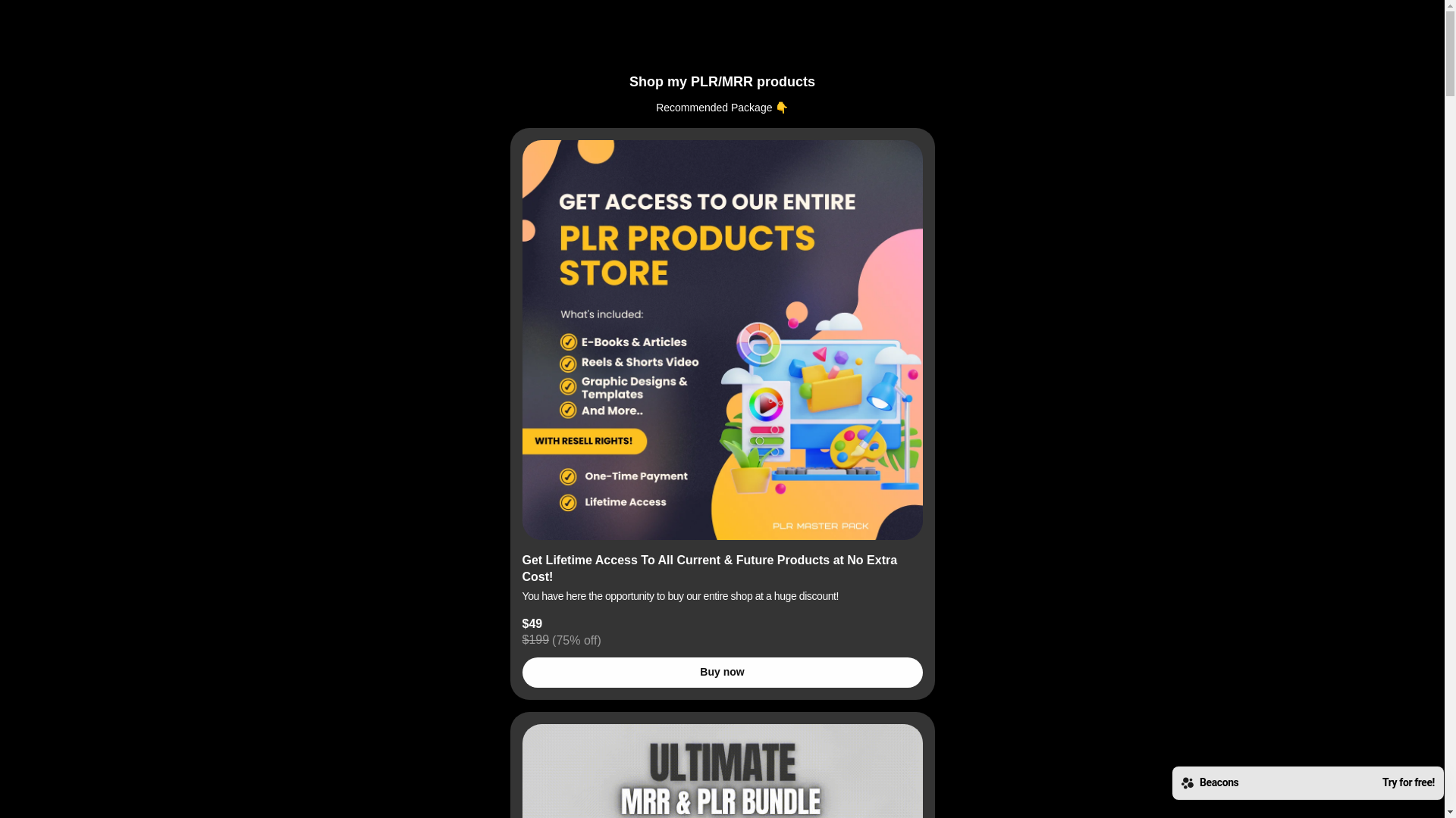 website screenshot of https://plrmasterpack.net/