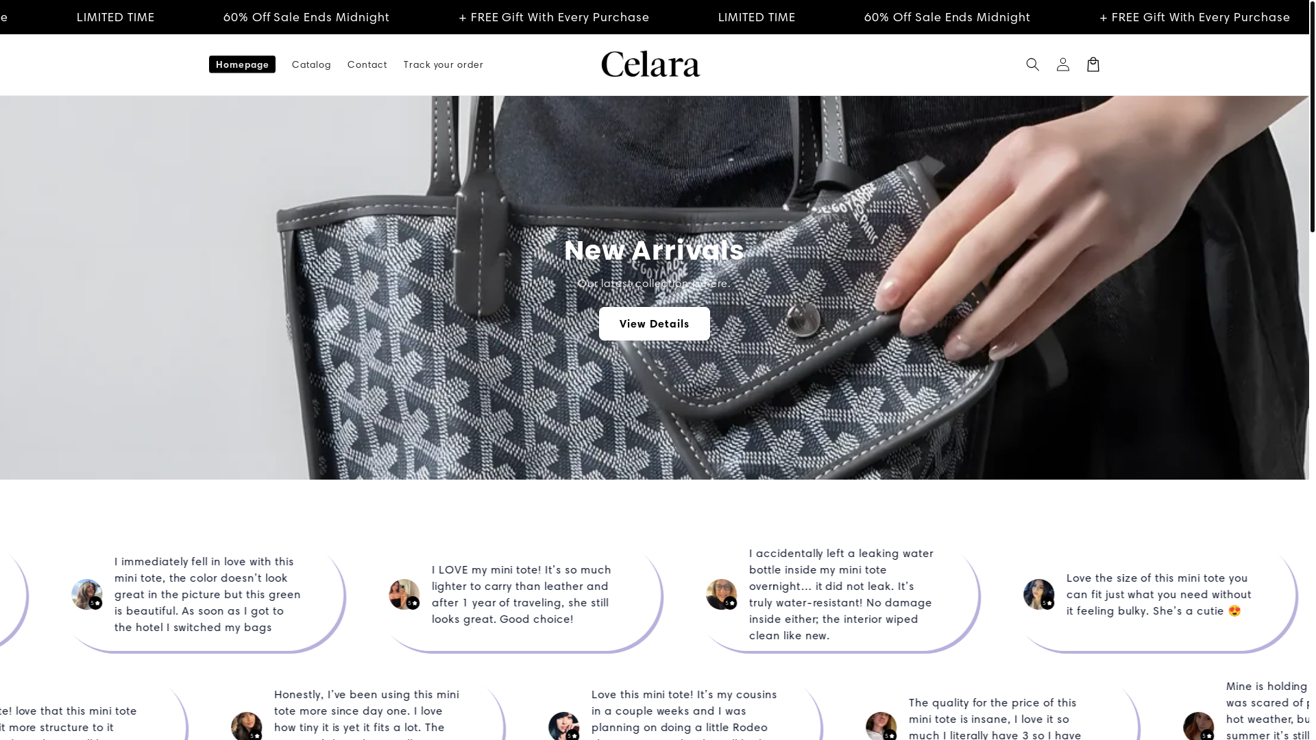 website screenshot of https://pelara.store/