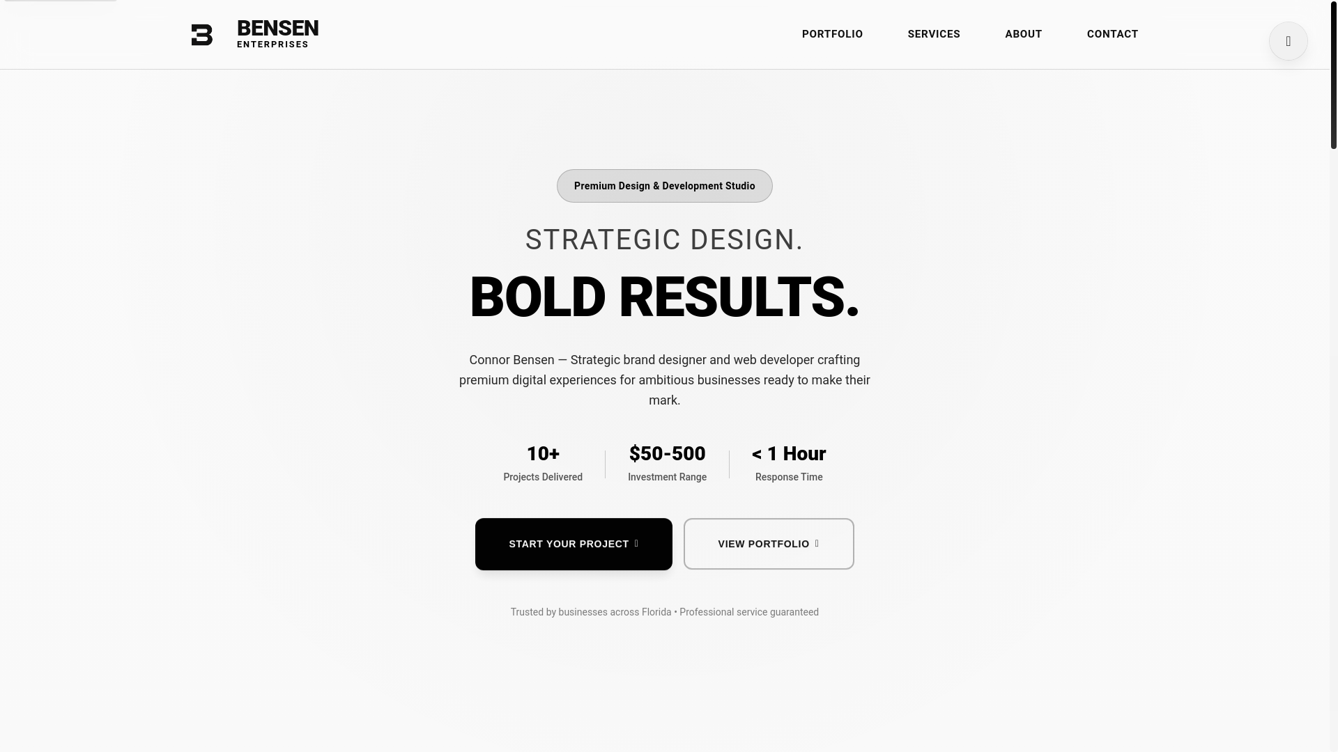 website screenshot of https://bensenenterprises.com/