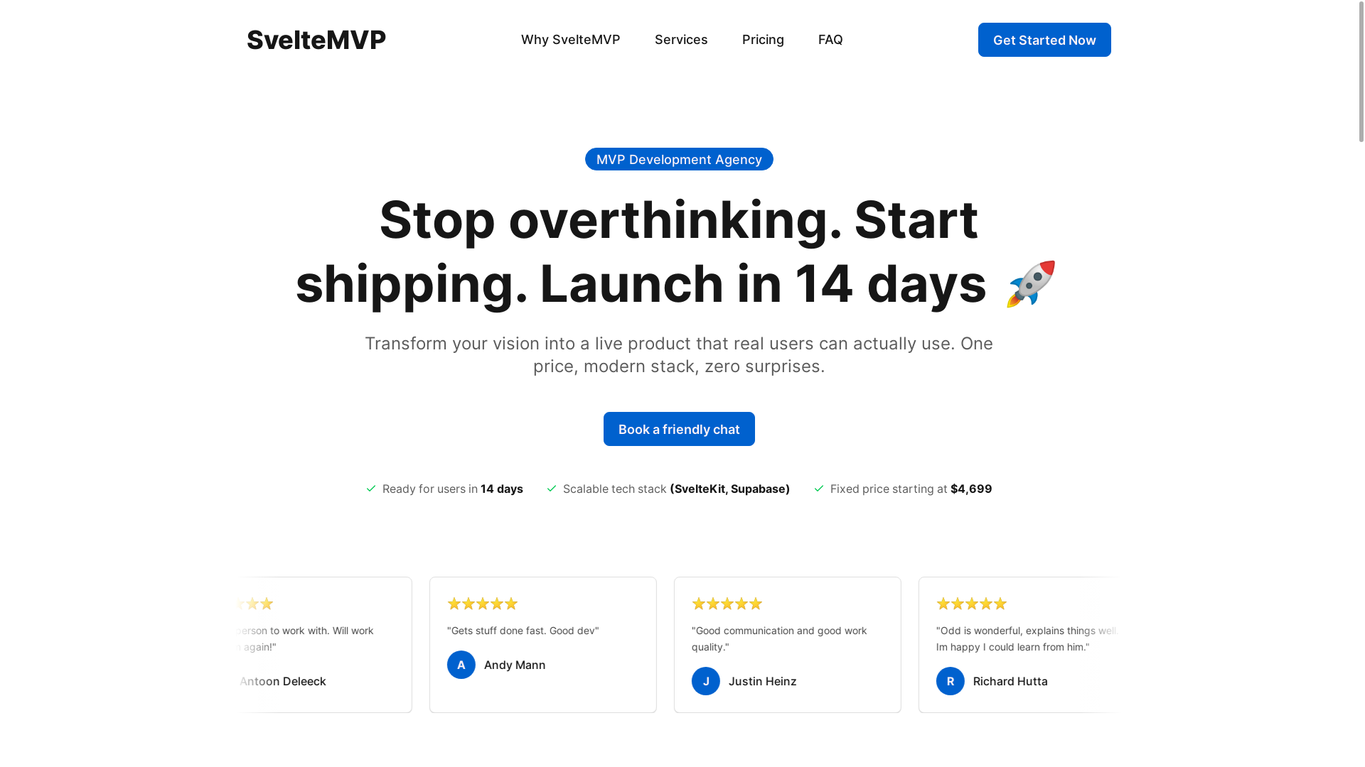 website screenshot of https://sveltemvp.com/