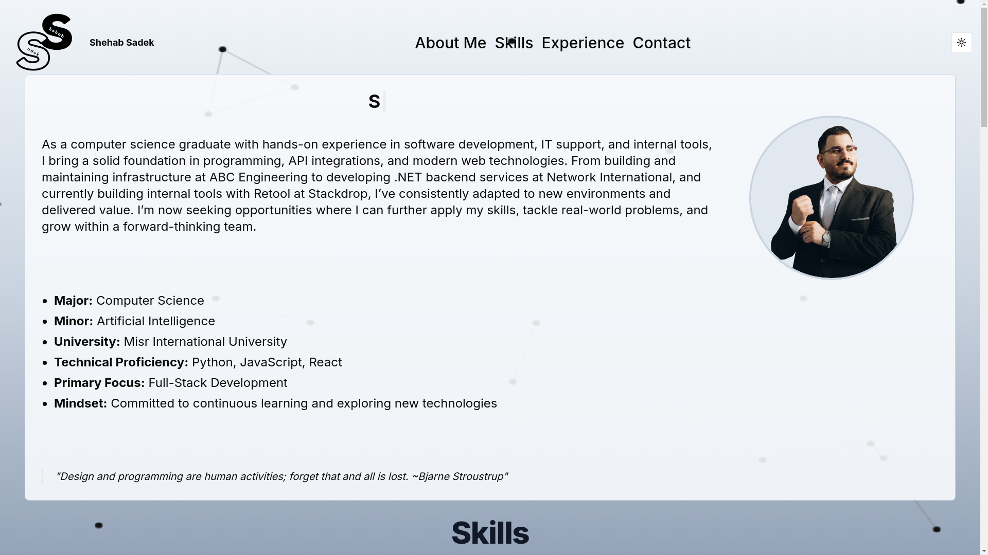 website screenshot of https://shehab-sadek.pages.dev/