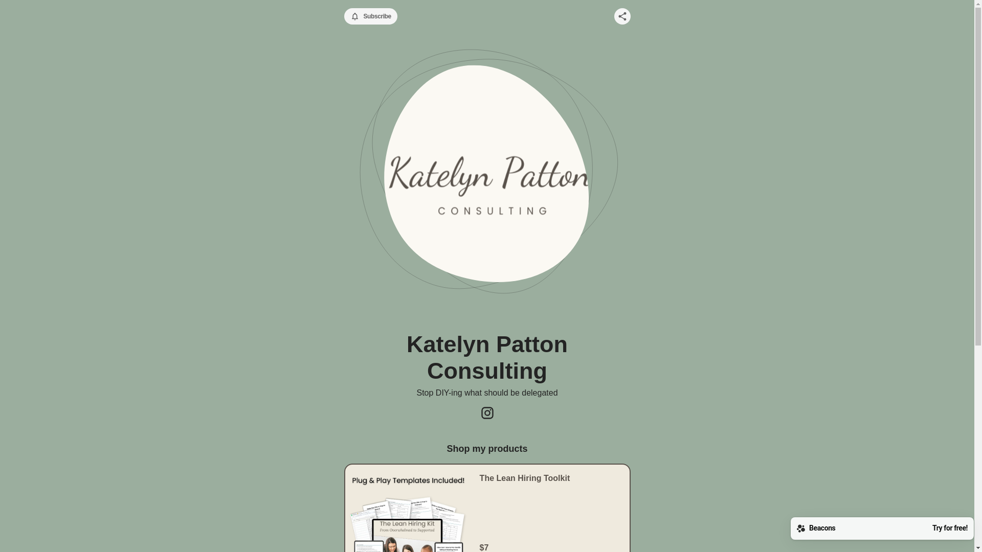 website screenshot of https://katelynpattonconsulting.store/
