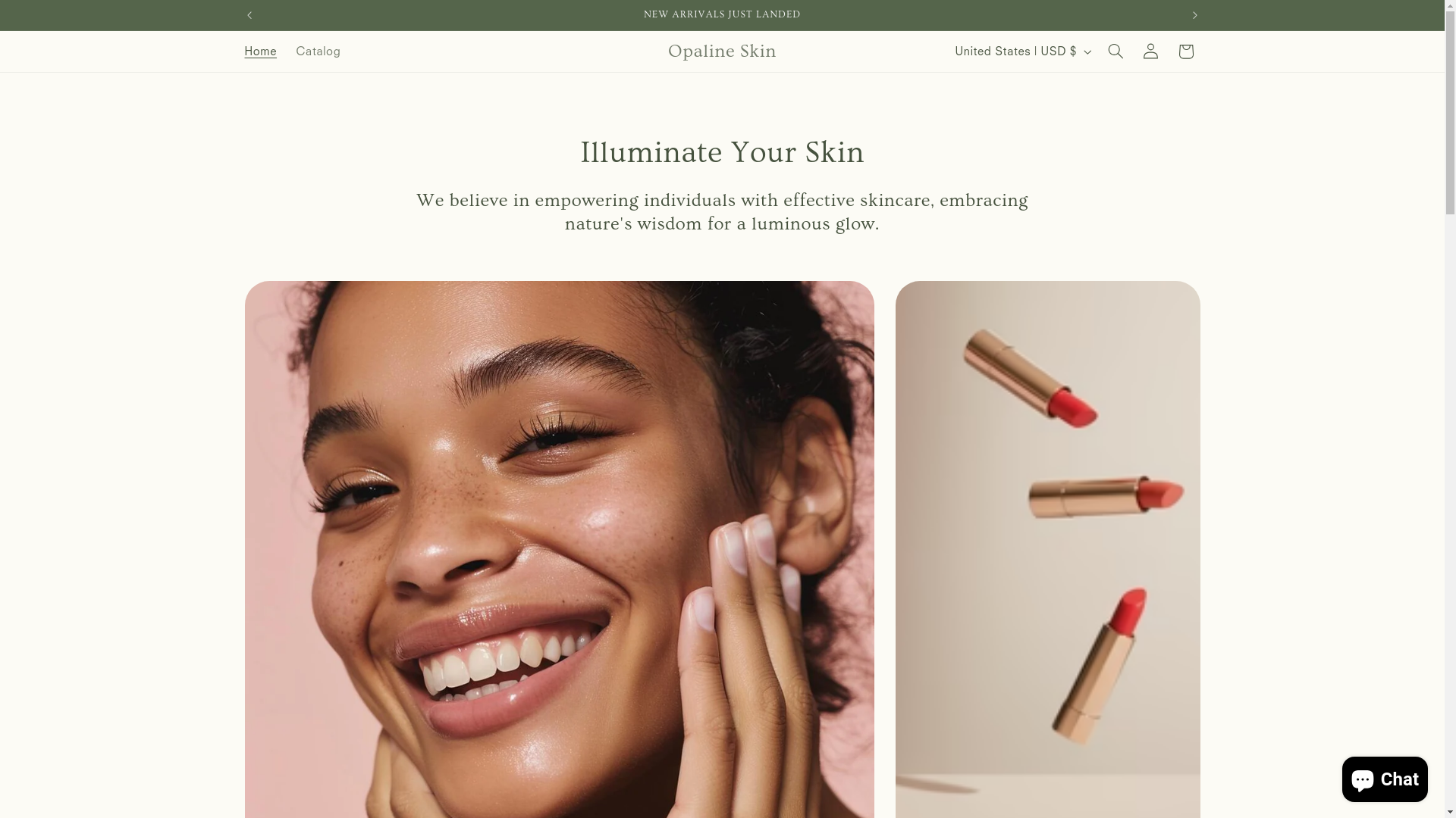 website screenshot of https://opalineskin.store/