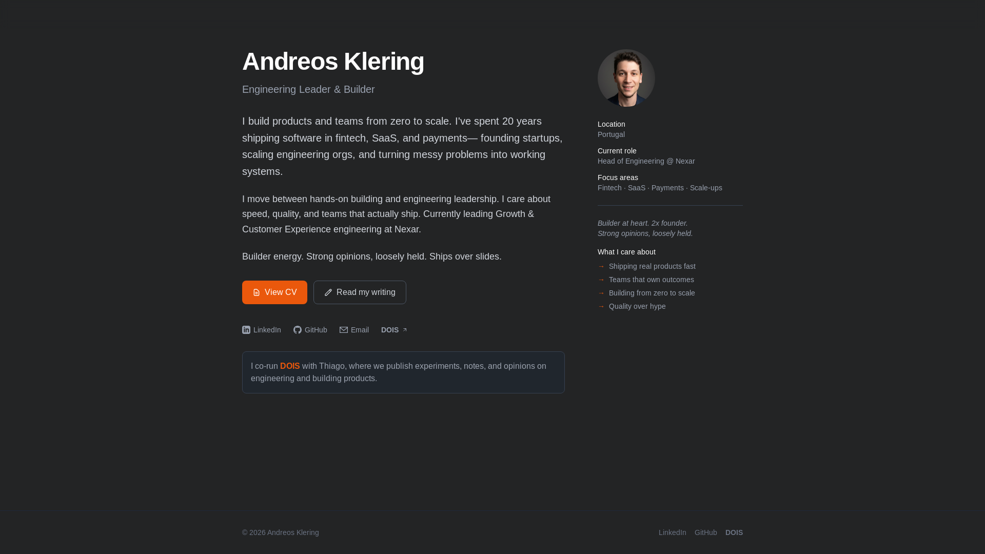 website screenshot of https://andreos.dev/