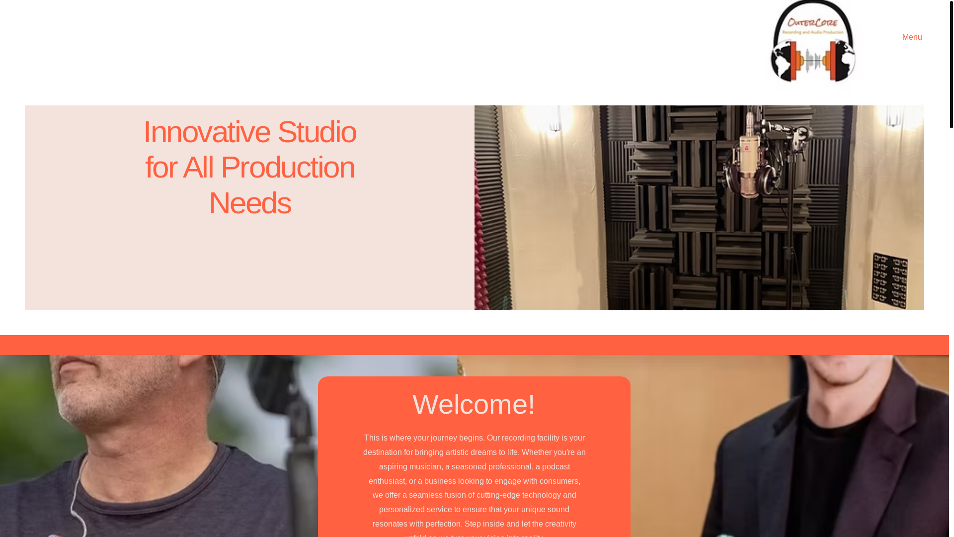 website screenshot of https://outercorerecording.com/