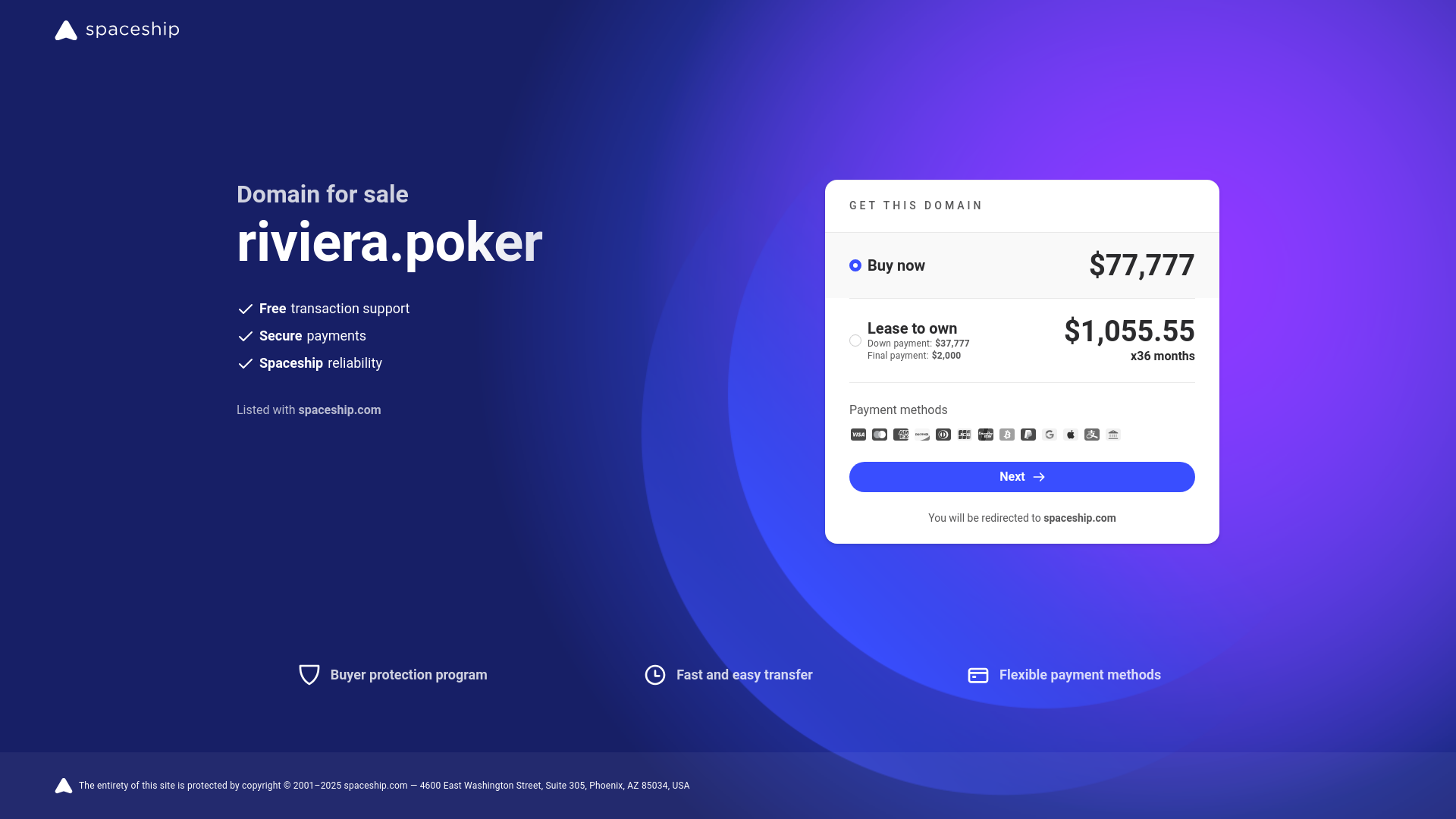 website screenshot of https://riviera.poker/