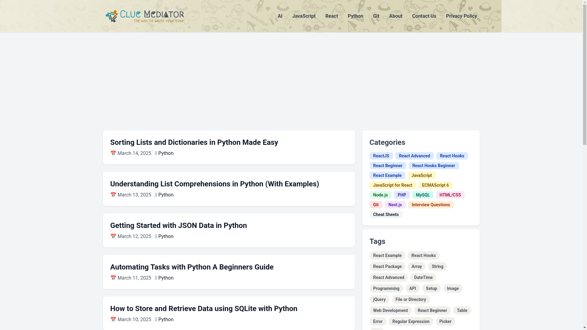 website screenshot of https://clue-mediator-blog.pages.dev/