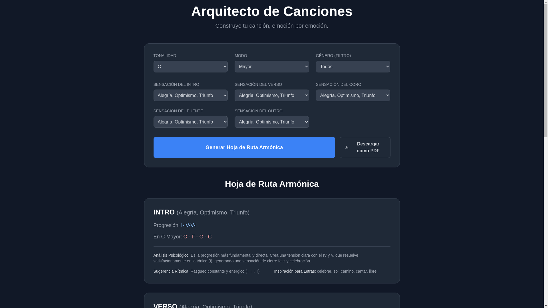 website screenshot of https://arquitectodecanciones.pages.dev/
