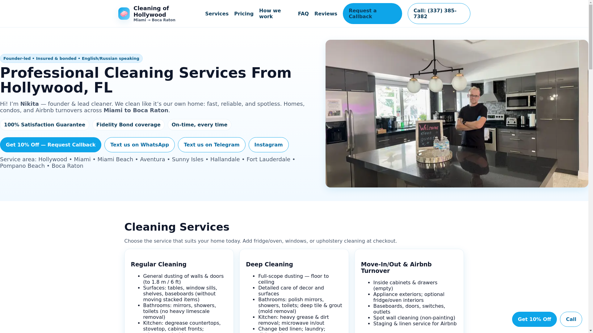 website screenshot of https://cleaninginfloridahollywood.com/