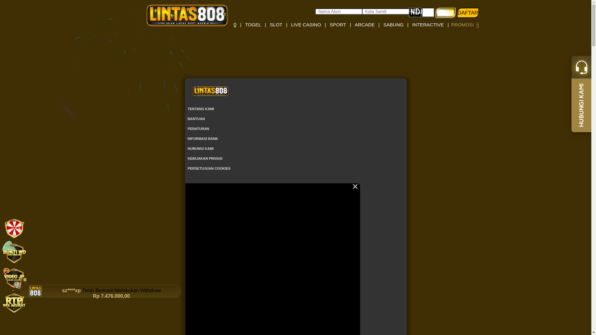 website screenshot of https://lintas808red.site/
