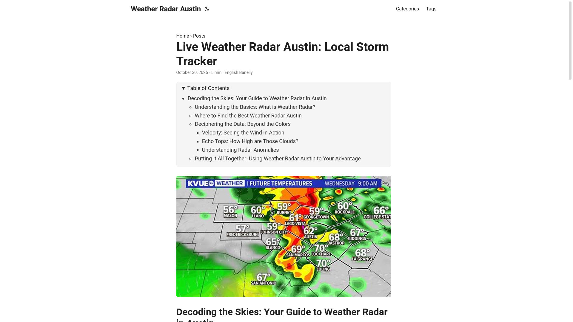 website screenshot of https://weather-radar-austin.pages.dev/