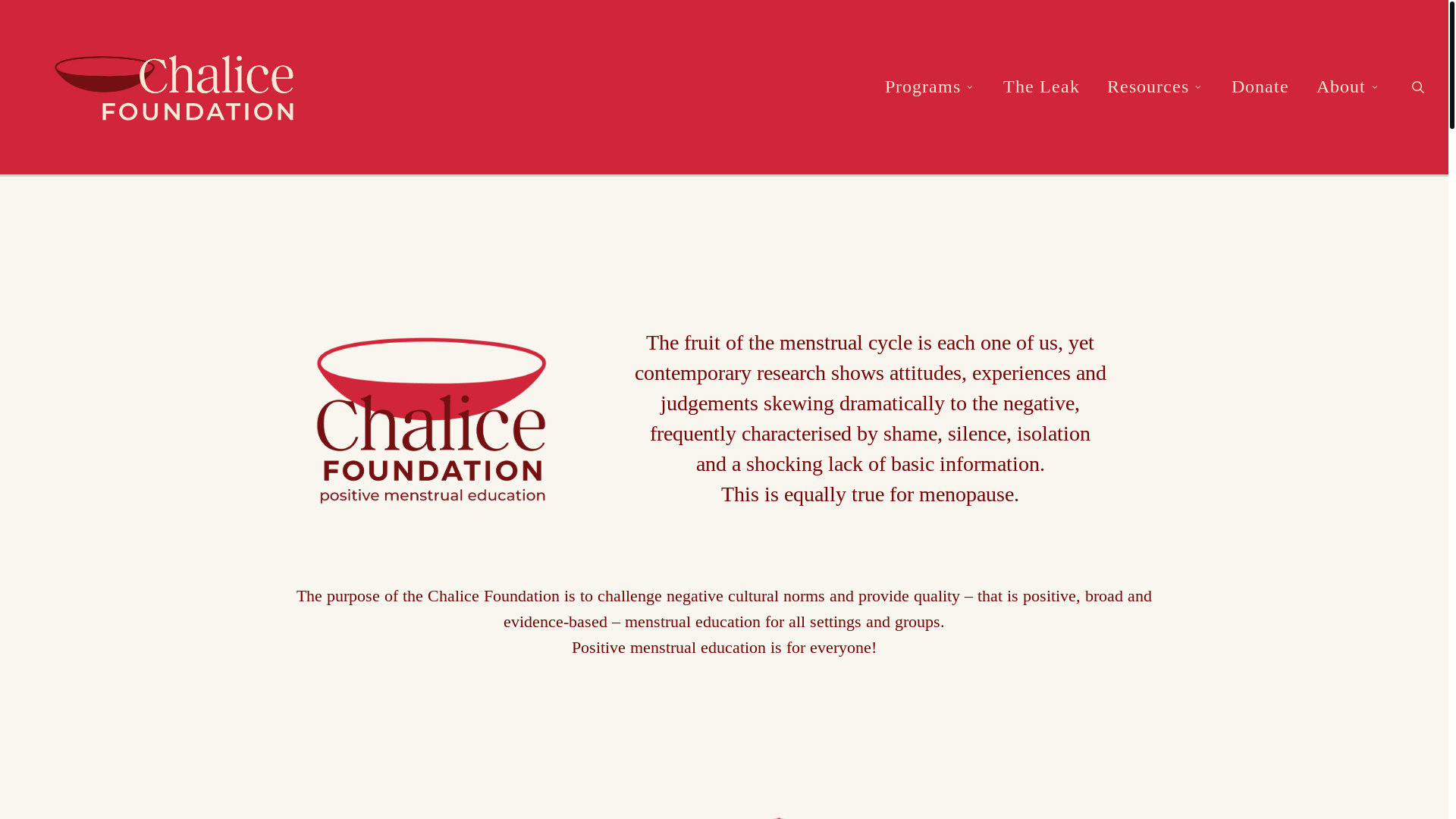website screenshot of https://chalicefoundation.com.au/