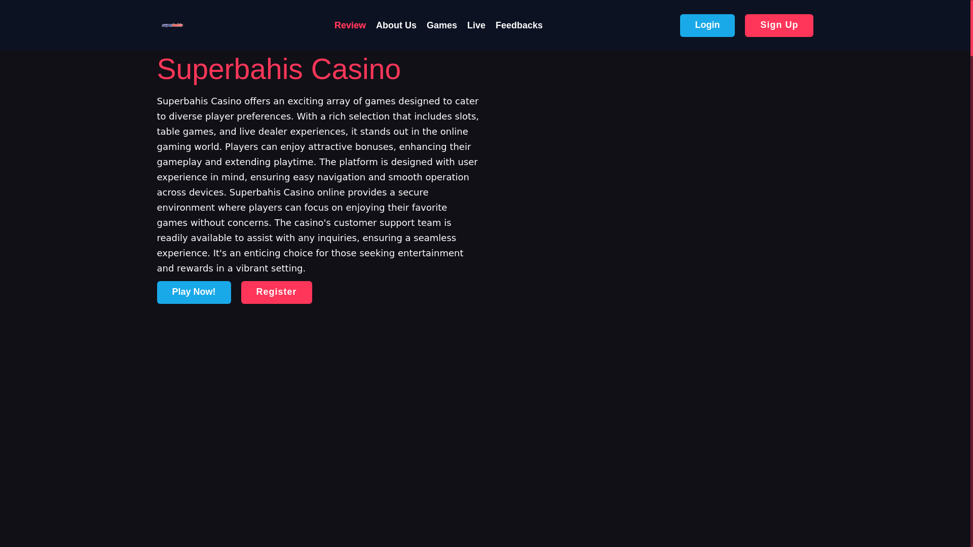 website screenshot of https://superbahiscasino.co.uk/