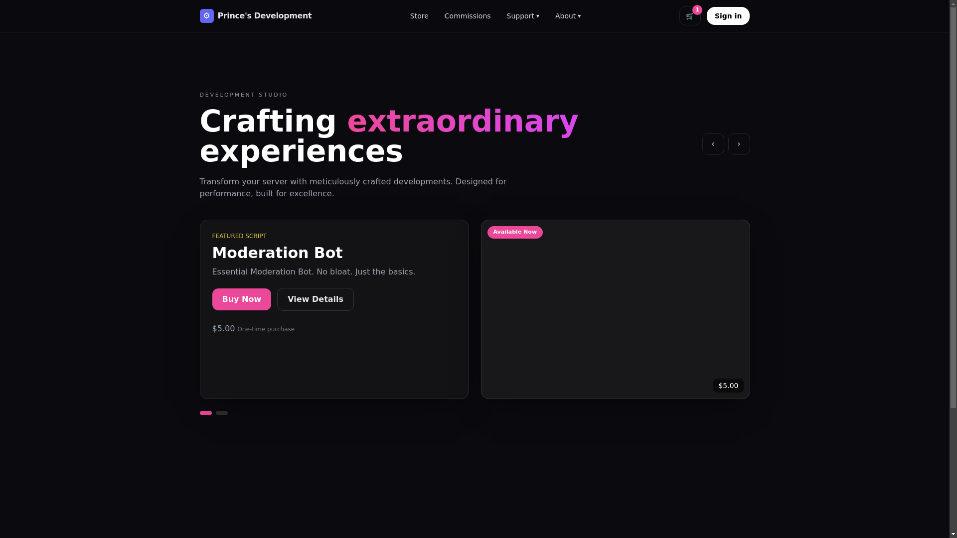 website screenshot of https://princesdevelopment.com/