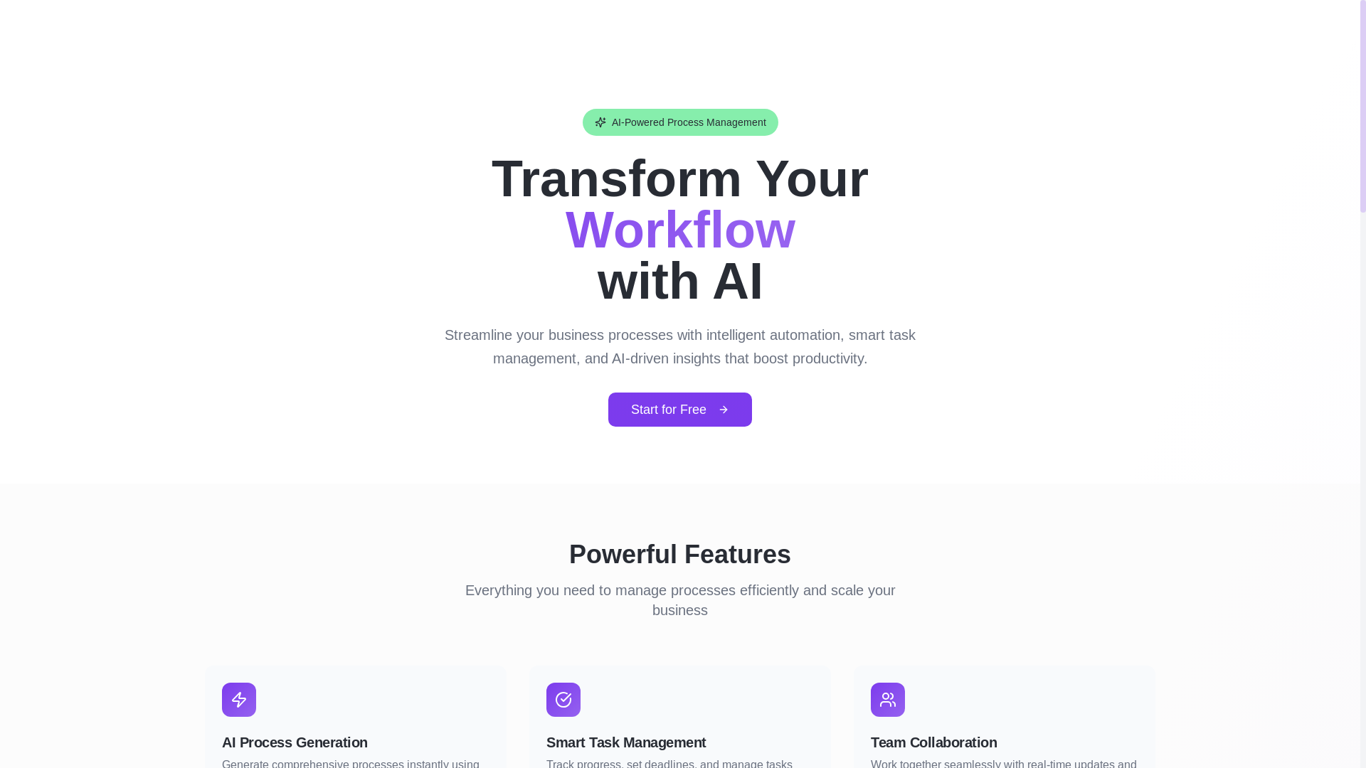 website screenshot of https://process8.ai/
