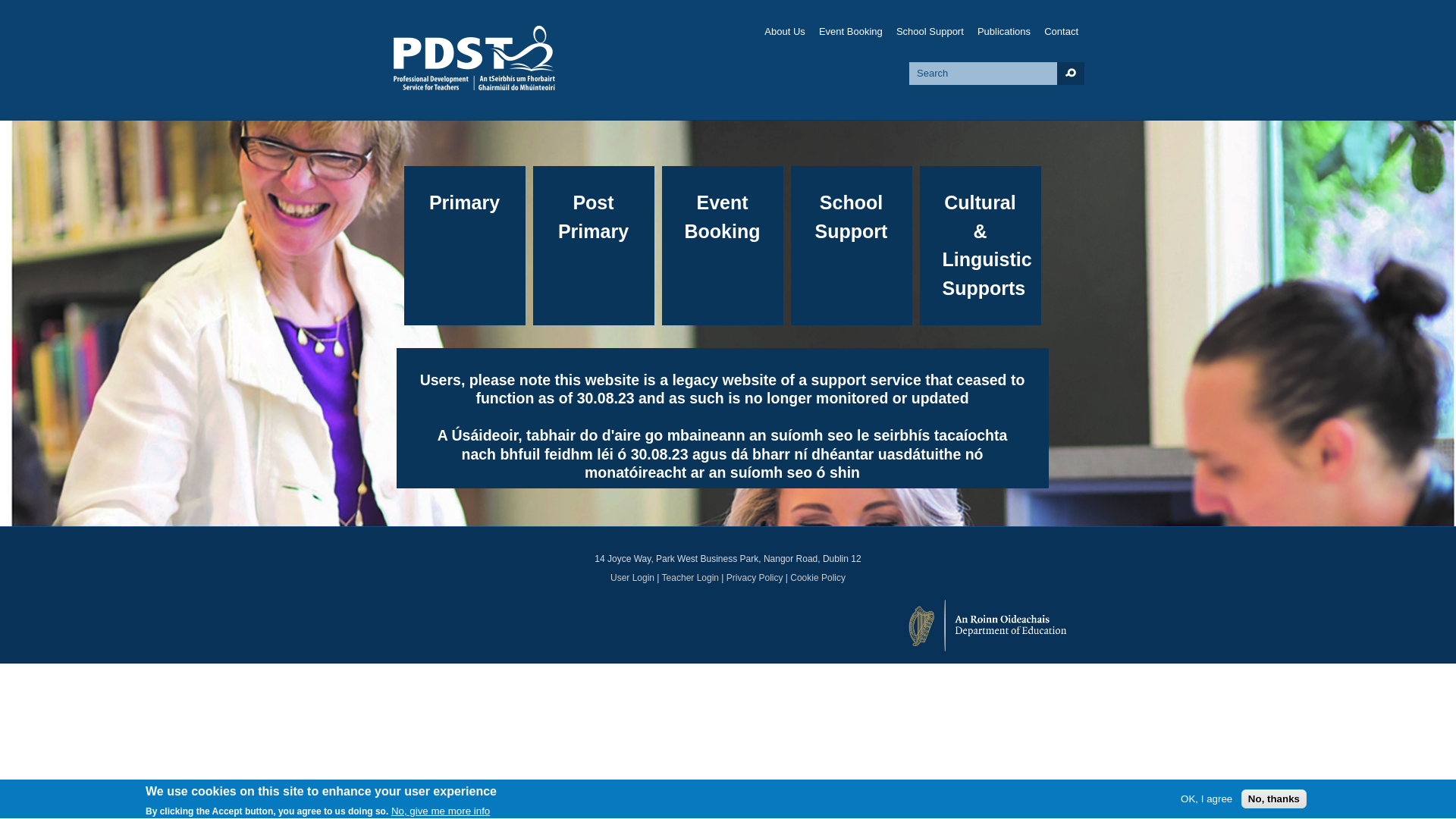 website screenshot of https://www.pdst.ie/