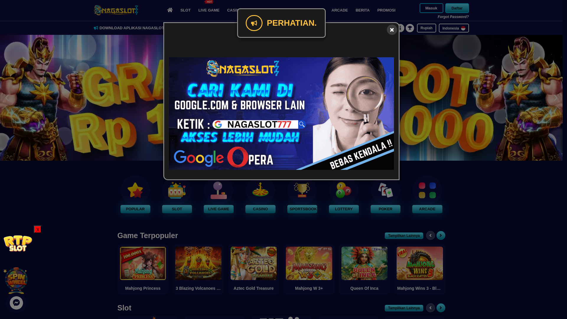 website screenshot of https://nagaslot777zeus.top/