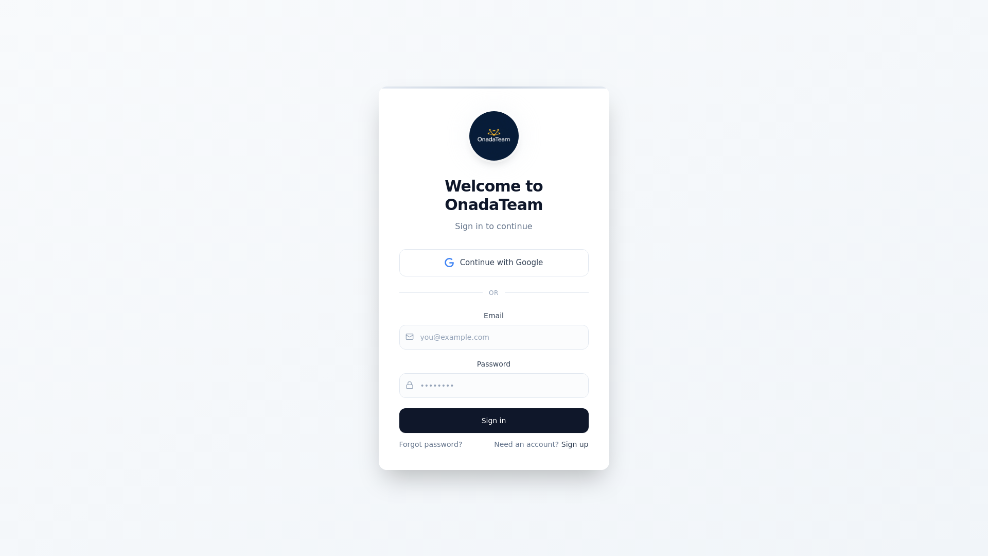 website screenshot of https://onadateam.com/