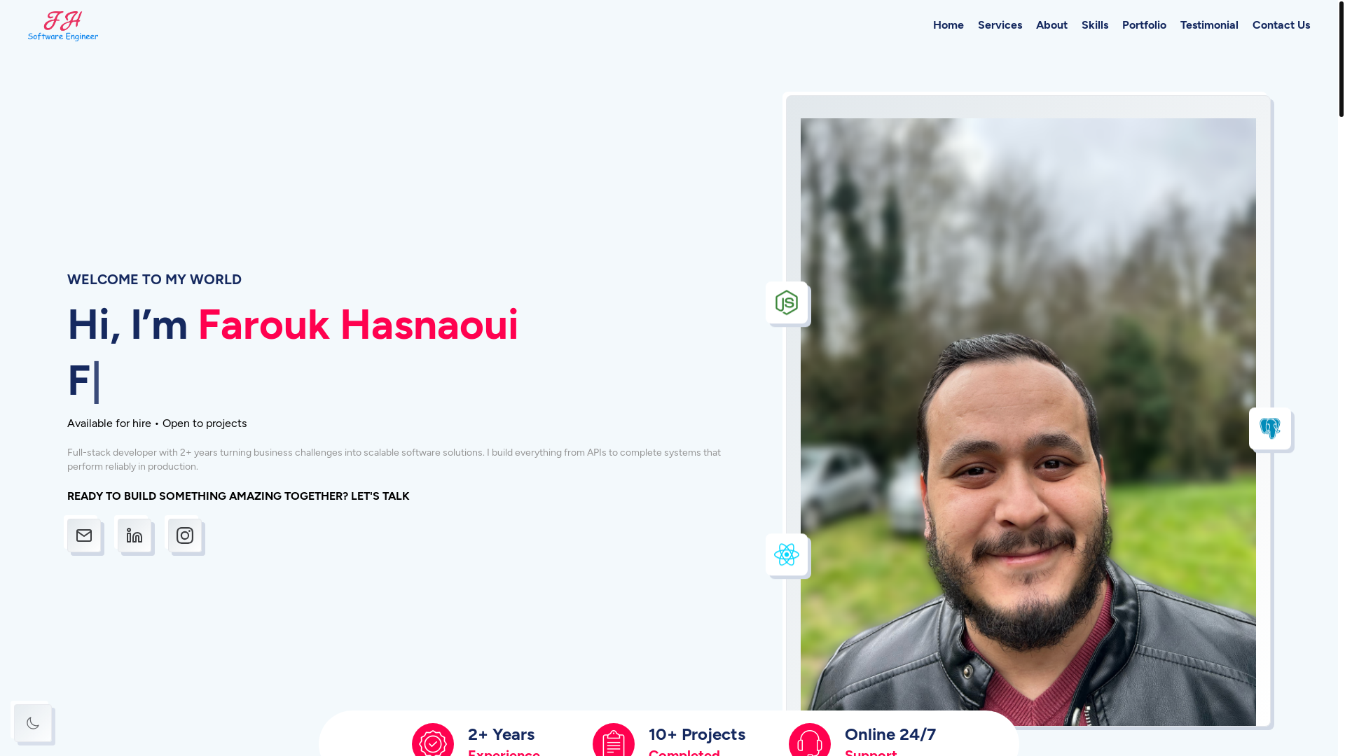 website screenshot of https://faroukhasnaoui.tech/