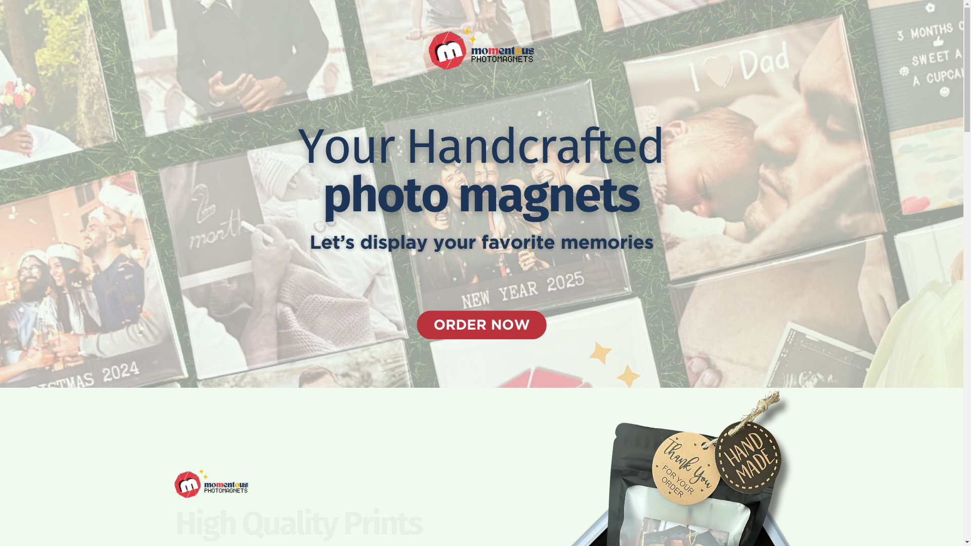 website screenshot of https://momentousphotomagnets.com/