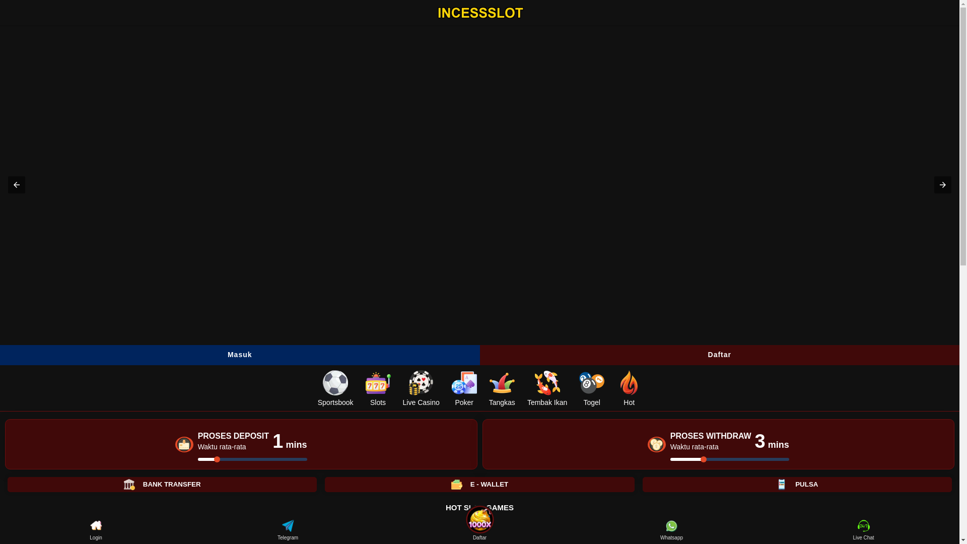website screenshot of https://incessslot.com/
