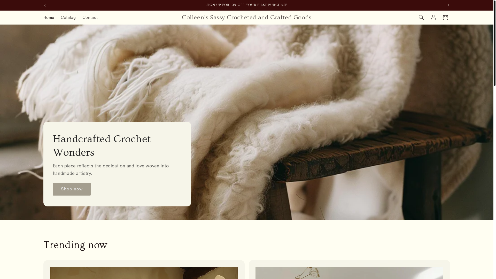 website screenshot of https://colleenssassycrochetedandcraftedgoods.com/