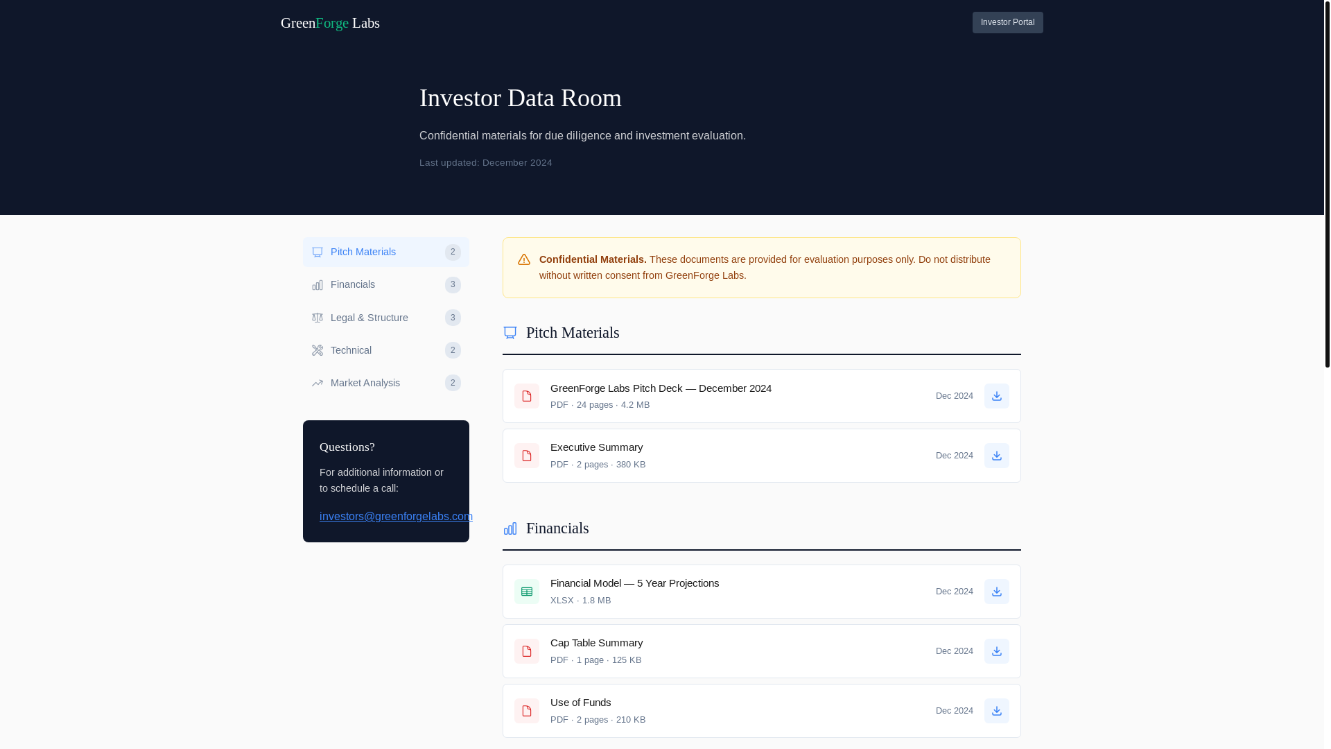 website screenshot of https://greenforge-investors.pages.dev/