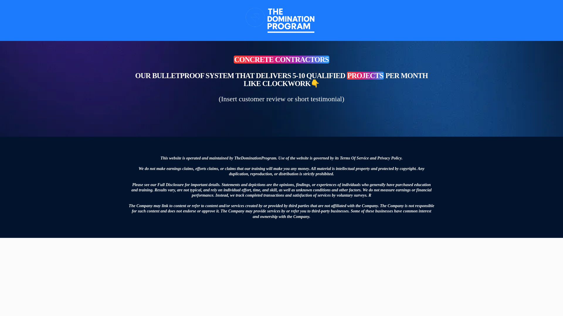 website screenshot of https://thedominationprogram.com/
