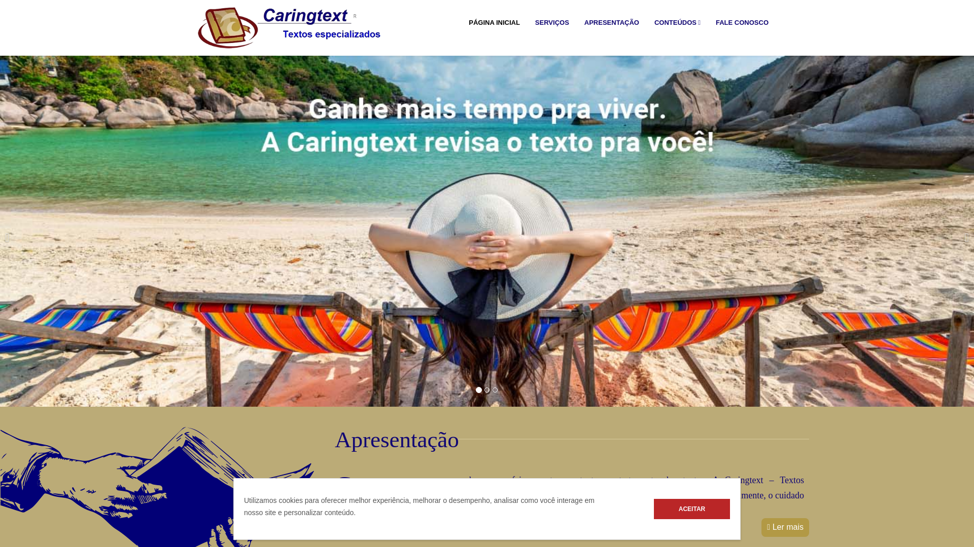 website screenshot of https://caringtext.com.br