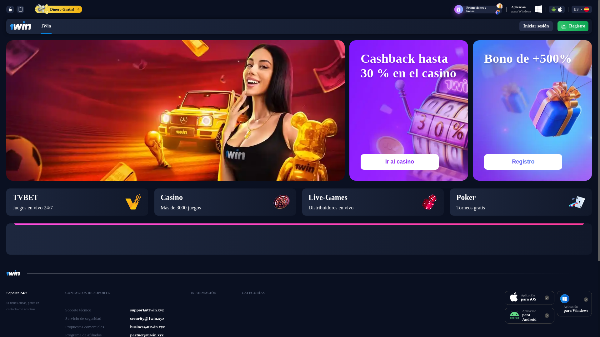 website screenshot of https://1winvzla.com/