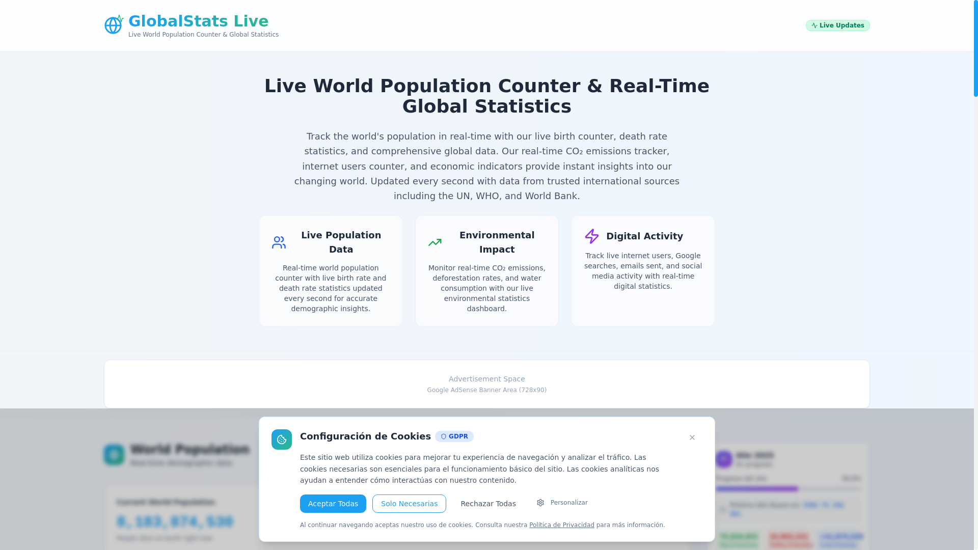 website screenshot of https://globalstatslive.com/